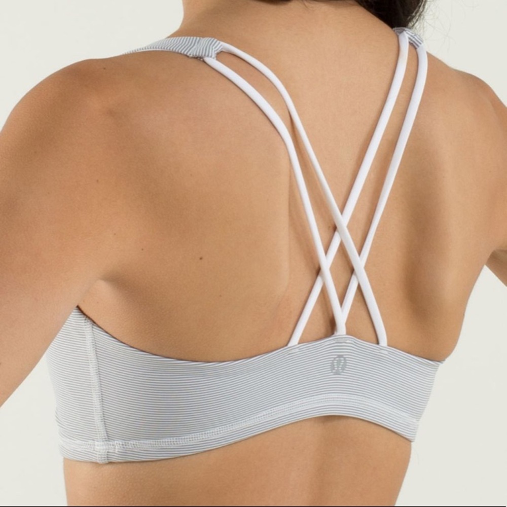 Lululemon Athletica Striped Sports Bra - Gray and White